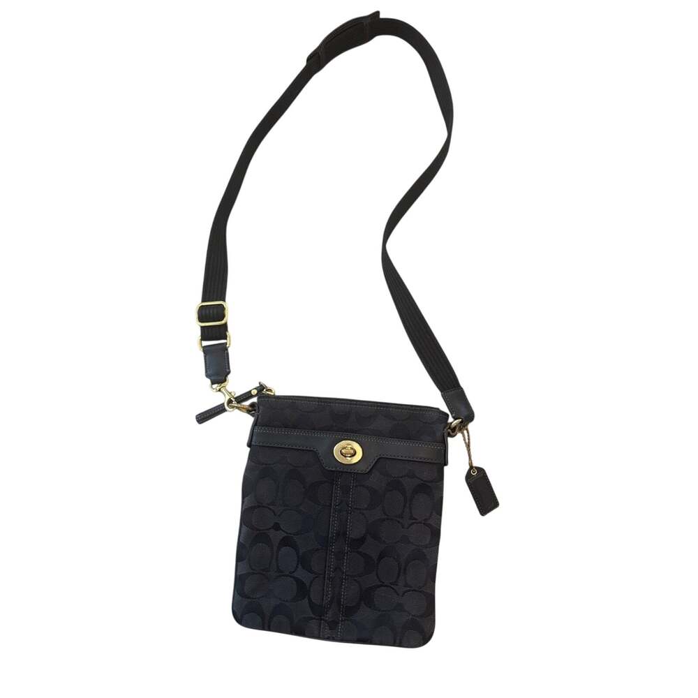 Coach Black Signature Jacquard Crossbody with Gold Hardware